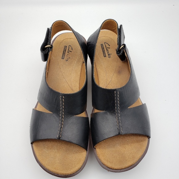 clarks nubuck leather perforated heeled sandals